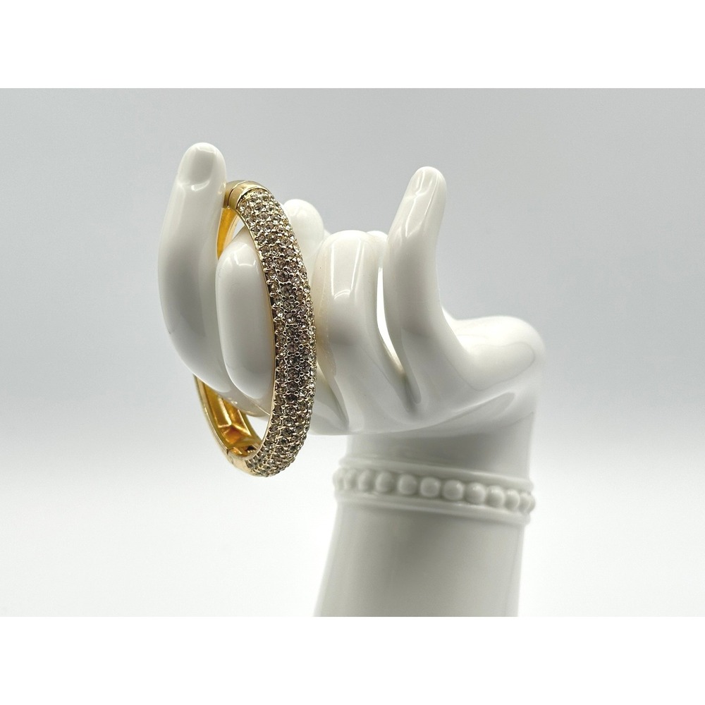 Nolan Miller Vintage Gold Tone Pave Crystal Magnetic Hinge Bangle Bracelet